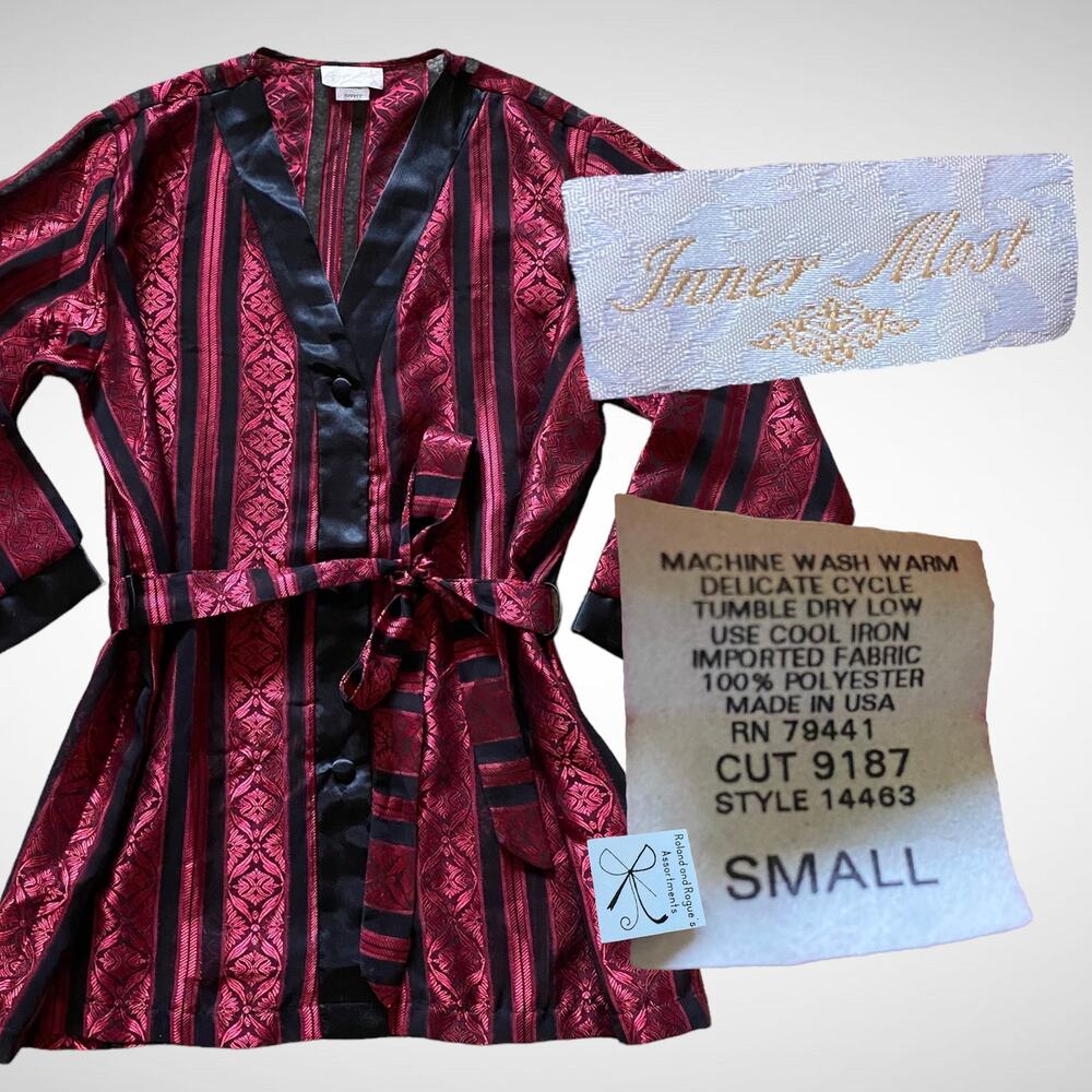 Inner Most Belted Button-up Sheer Pajama Shirt Sz S